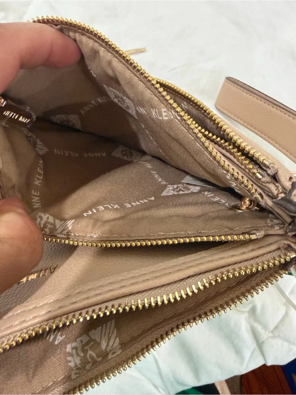Anne Klein Taupe Multi-Pouch Wristlet Clutch